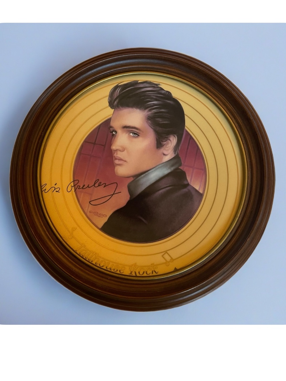 Vntg 1996 Elvis Presley “Jailhouse Rock" Framed Porcelain Plate. Bradford Exch.